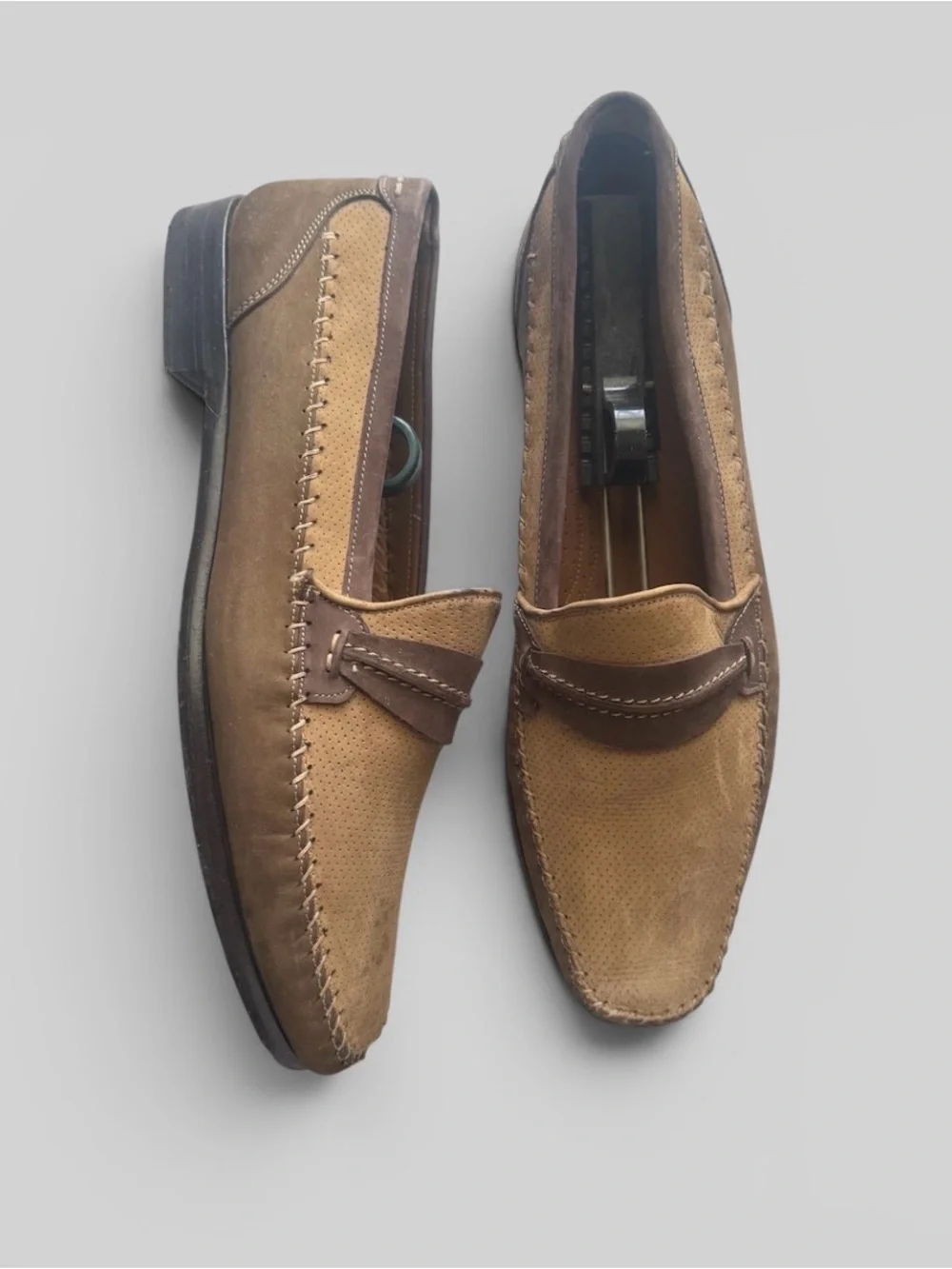 Mezlan Men's Suede Penny Loafers in Tan and Brown
